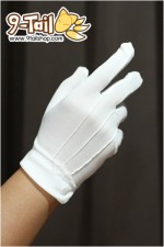 ถุงมือสั้น สีขาวตีเกล็ด (ไซส์ใหญ่)